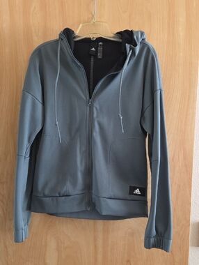 adidas Hooded Full-Zip Jacket in Slate Blue-Gray